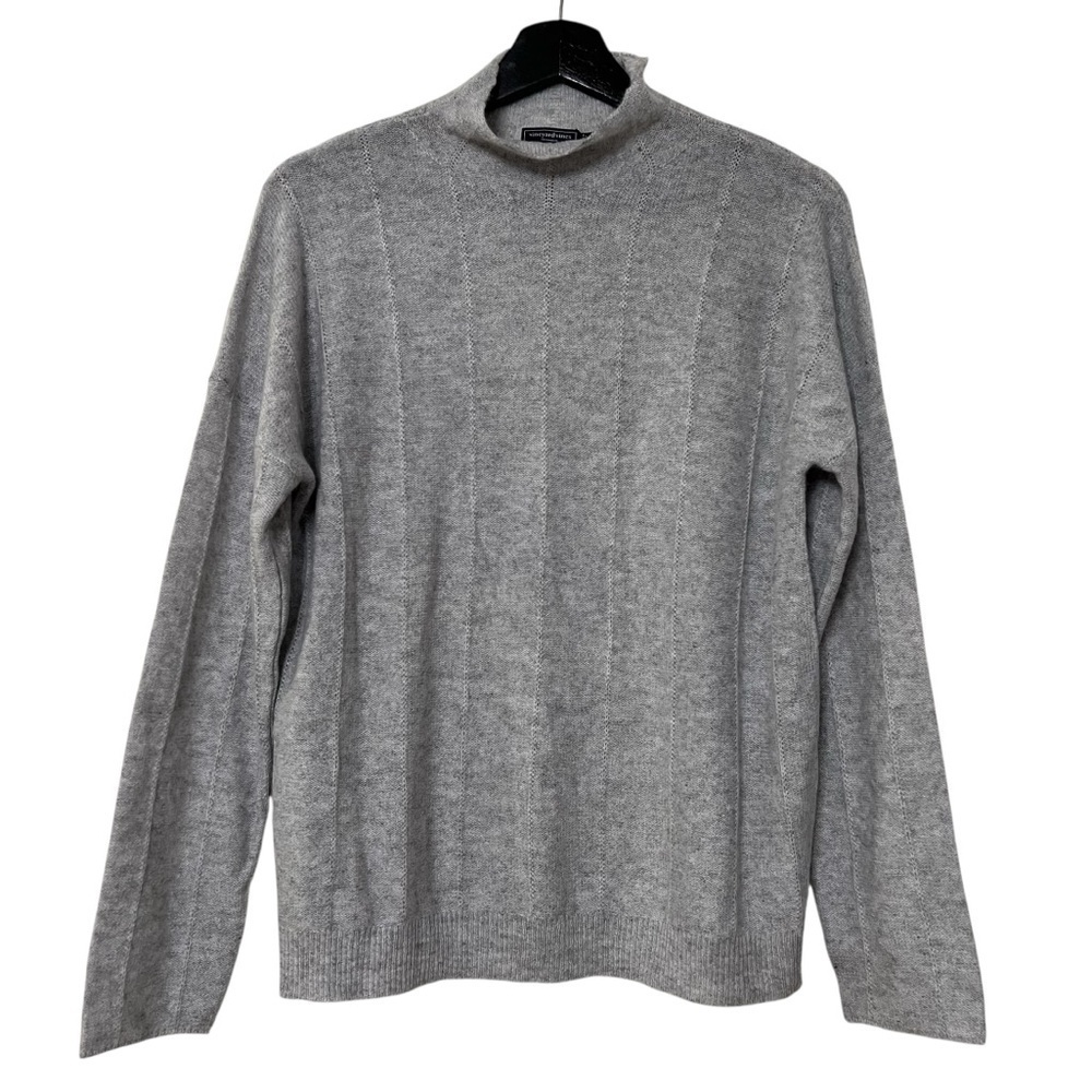 Vineyard Vines Cashmere Mockneck Sweater Grey Heather Small Cozy Minimalist Chic